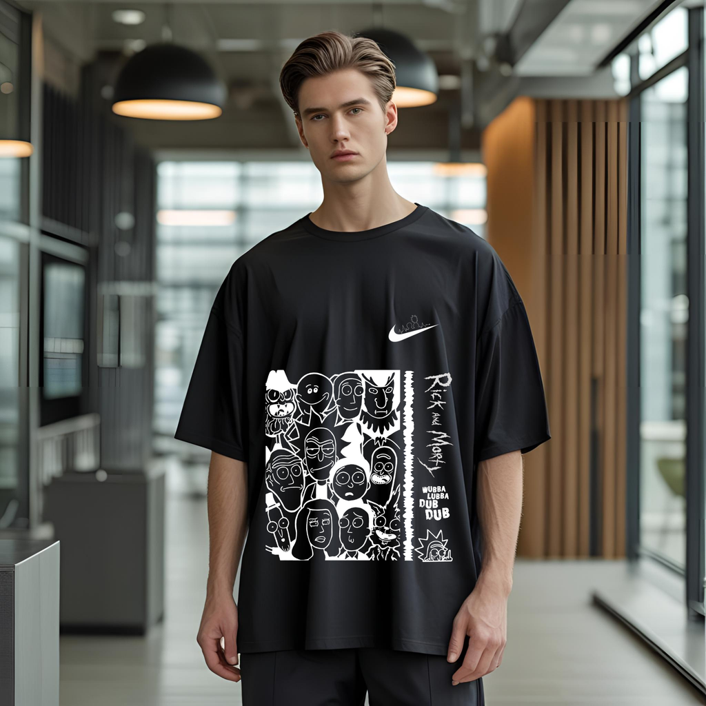 Rick & Morty Original | Playera Oversize Unisex Negra – Estilo Interdimensional