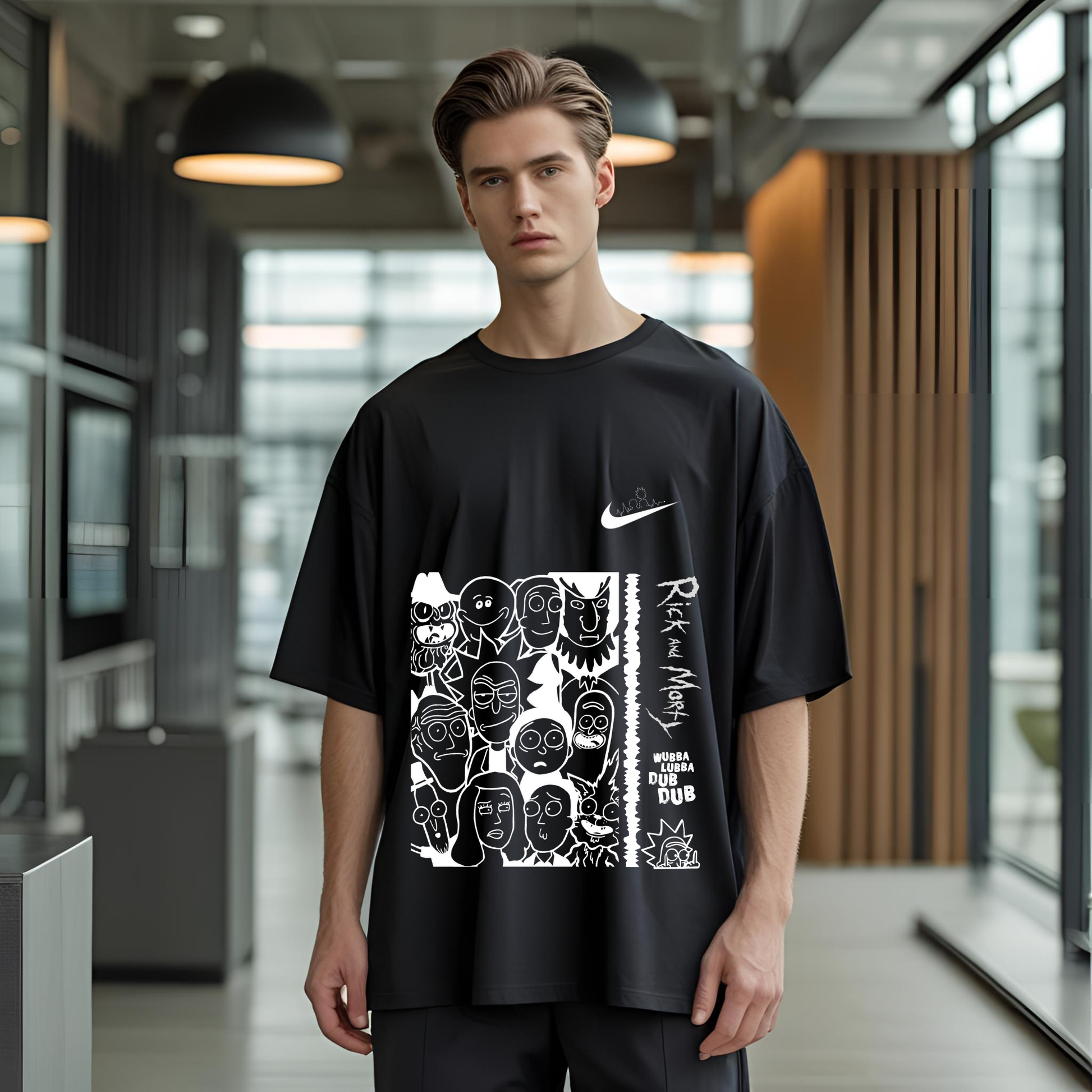 Rick & Morty Original | Playera Oversize Unisex Negra – Estilo Interdimensional