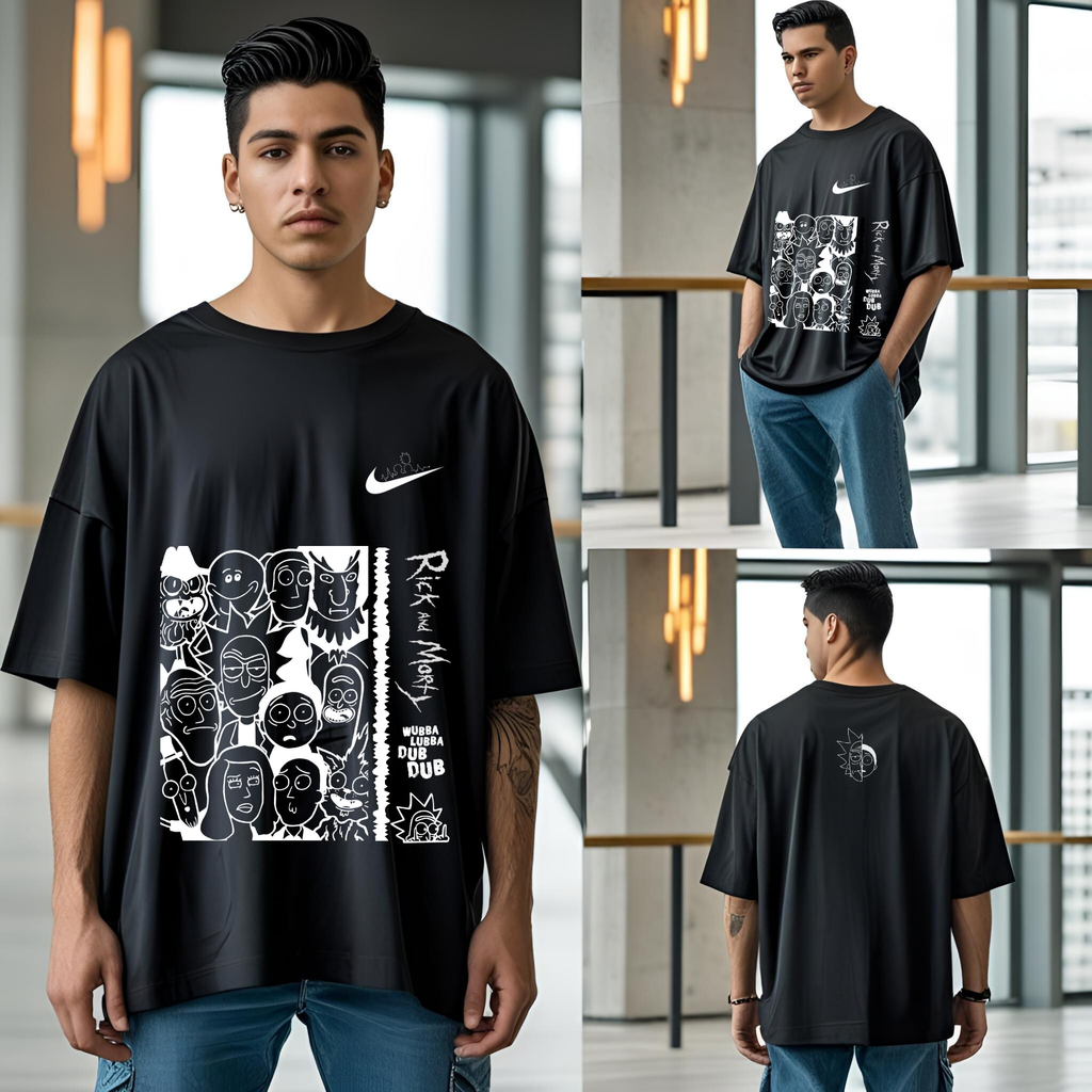 Rick & Morty Original | Playera Oversize Unisex Negra – Estilo Interdimensional