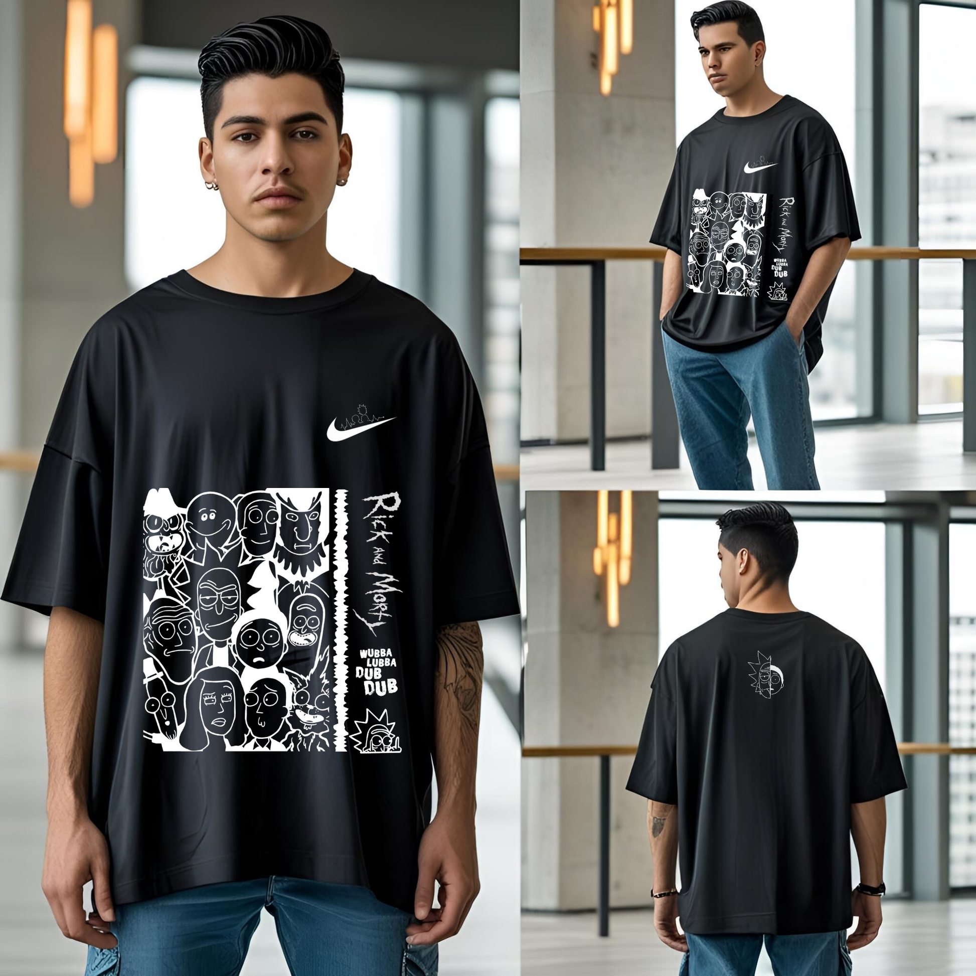 Rick & Morty Original | Playera Oversize Unisex Negra – Estilo Interdimensional